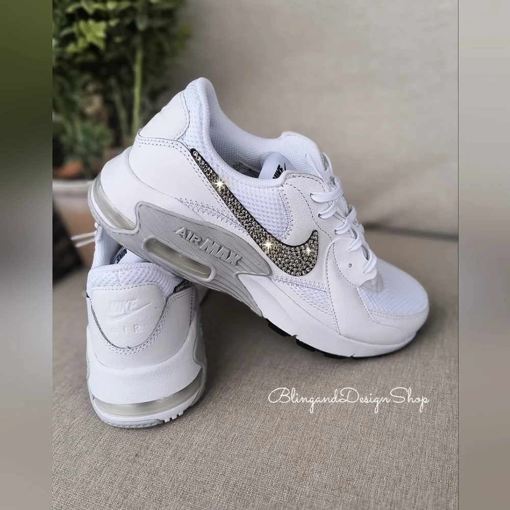 Nike Air Max Excee Womens White Sneakers Shoes Made with Swarovski Crystals